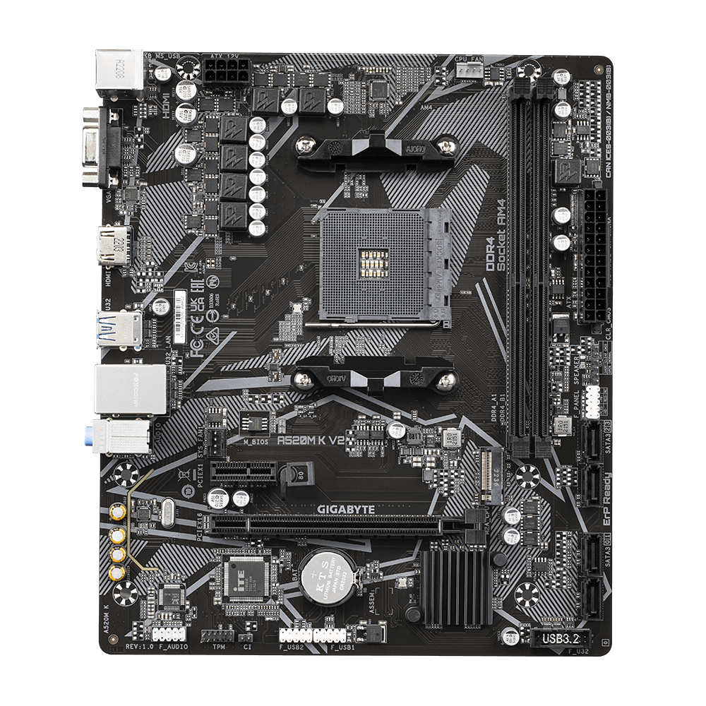 Gigabyte A520M K V2 AMD AM4 Micro-ATX (GA-A520M-K V2) | QdL Technologies Gigabyte A520M K V2 AMD AM4 Micro ATX 01