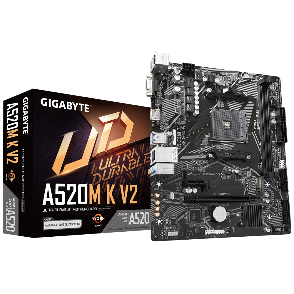Gigabyte A520M K V2 AMD AM4 Micro-ATX (GA-A520M-K V2) | QdL Technologies Gigabyte A520M K V2 AMD AM4 Micro ATX