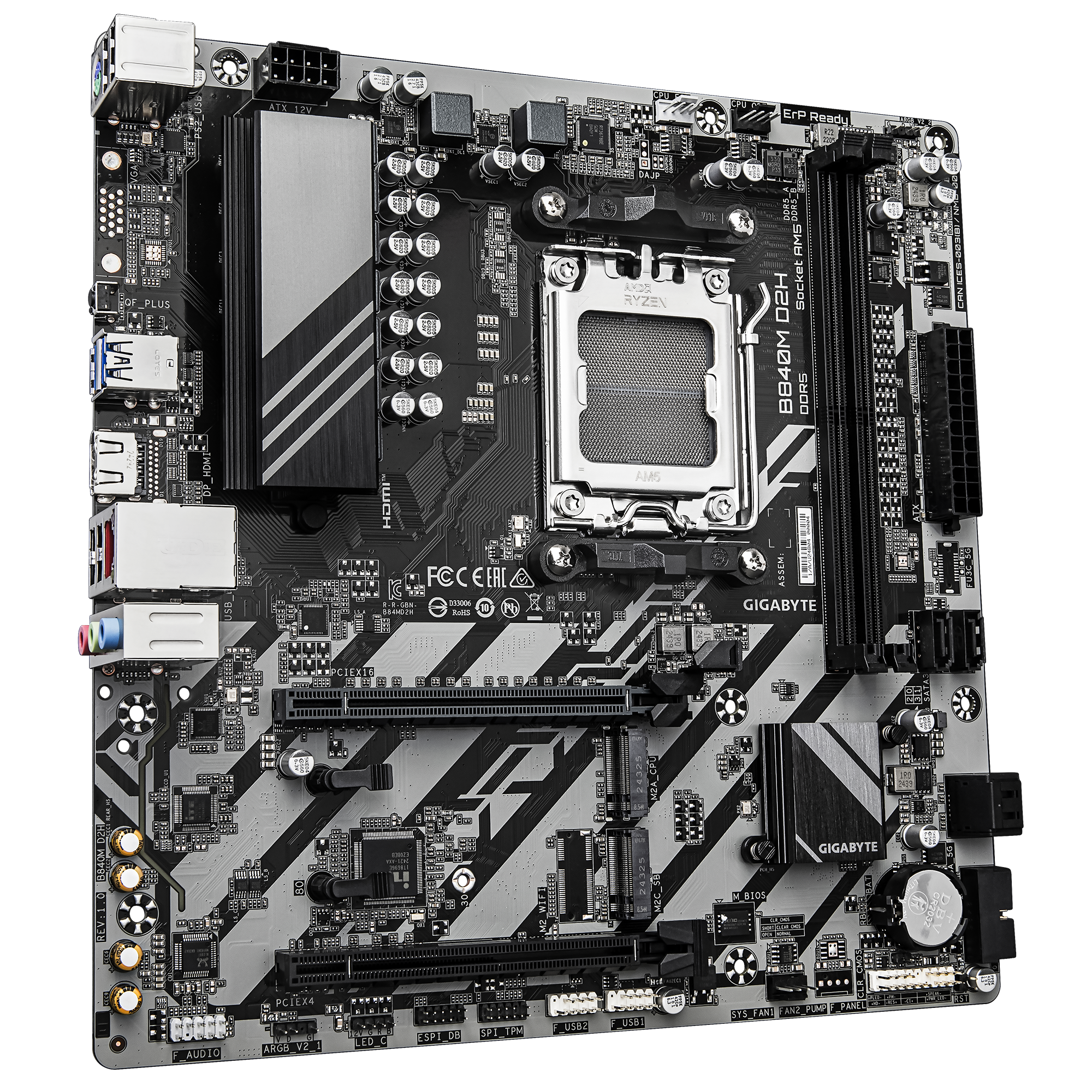 Gigabyte B840M D2H AMD AM5 Micro-ATX (GA-B840M-D2H) | QdL Technologies Gigabyte B840M D2H AMD AM5 Micro ATX 02
