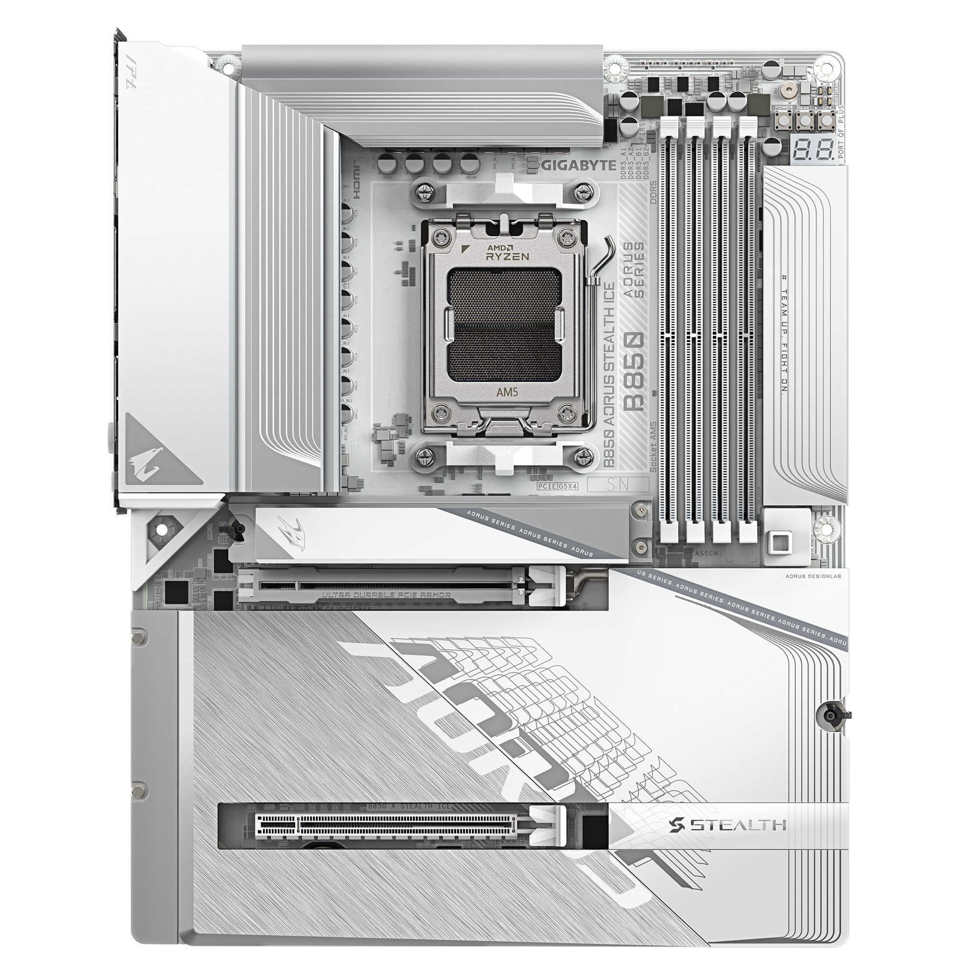 Gigabyte B850 AORUS STEALTH ICE AMD AM5 ATX (GA-B850-AORUS-STEALTH-ICE) | QdL Technologies Gigabyte B850 AORUS STEALTH ICE AMD AM5 ATX 01