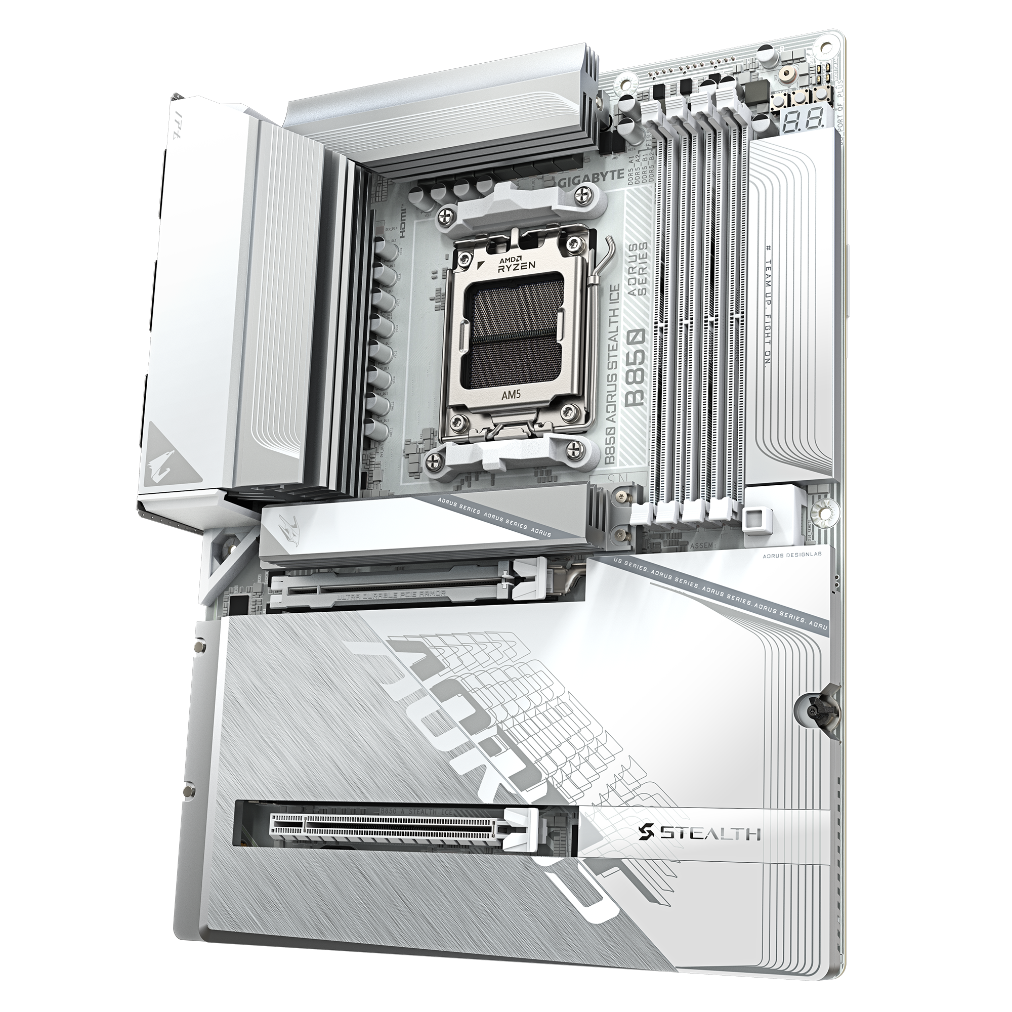 Gigabyte B850 AORUS STEALTH ICE AMD AM5 ATX (GA-B850-AORUS-STEALTH-ICE) | QdL Technologies Gigabyte B850 AORUS STEALTH ICE AMD AM5 ATX 04