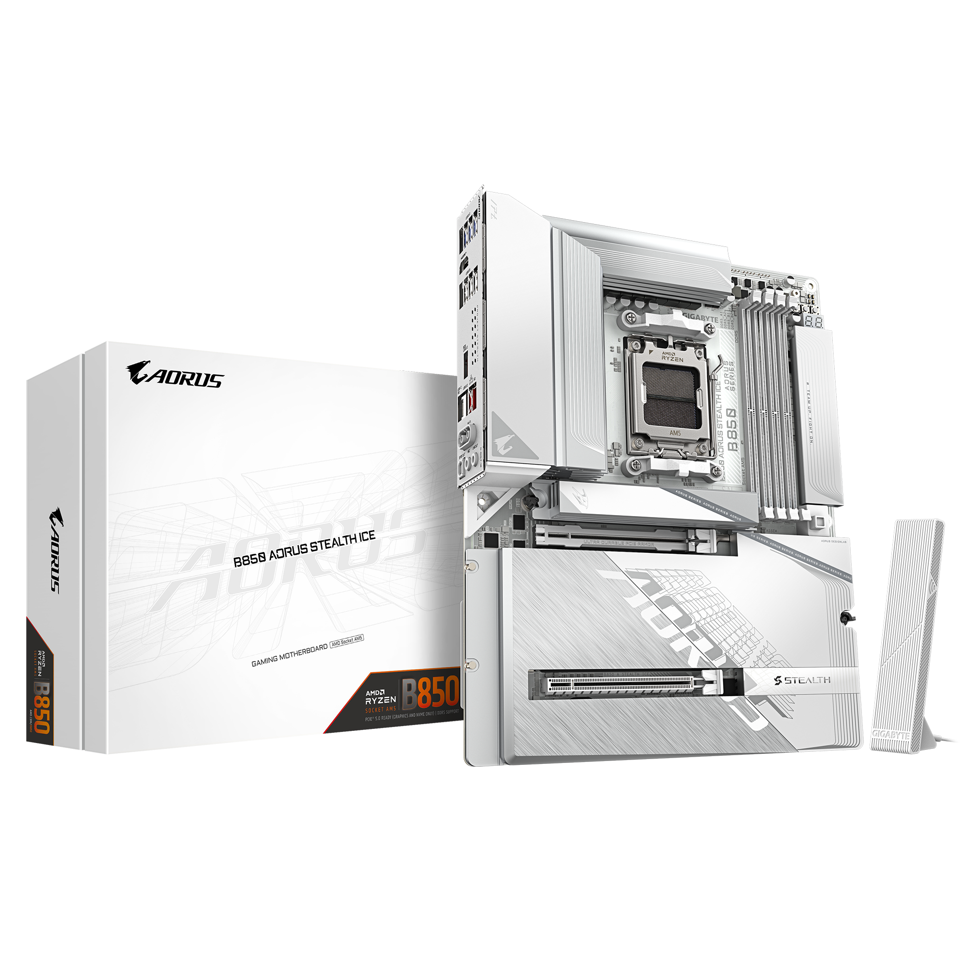 Gigabyte B850 AORUS STEALTH ICE AMD AM5 ATX (GA-B850-AORUS-STEALTH-ICE) | QdL Technologies Gigabyte B850 AORUS STEALTH ICE AMD AM5 ATX