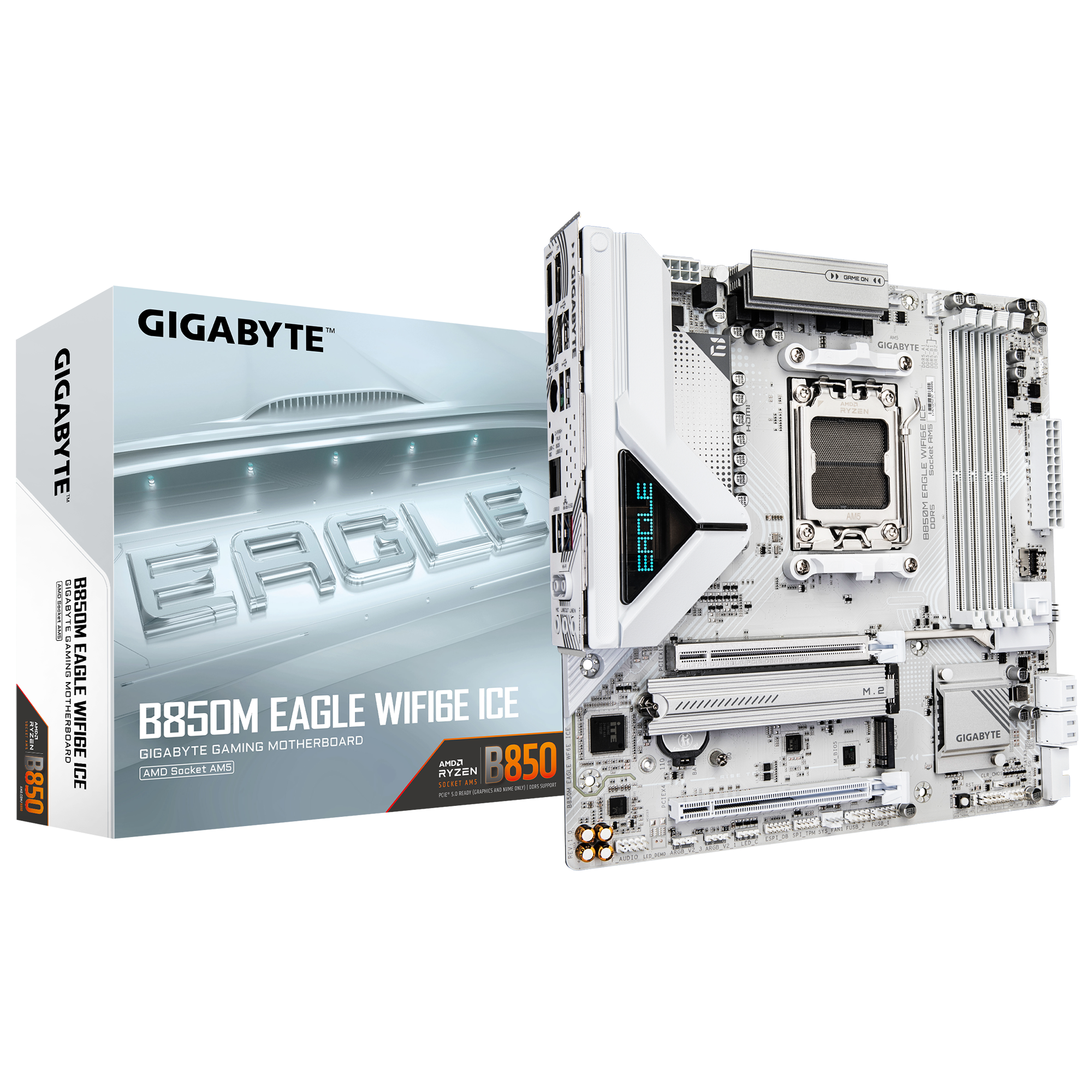 Gigabyte B850M EAGLE WIFI6E ICE AMD AM5 Micro-ATX (GA-B850M-EAGLE-WIFI6E-ICE) | QdL Technologies Gigabyte B850M EAGLE WIFI6E ICE AMD AM5 Micro ATX