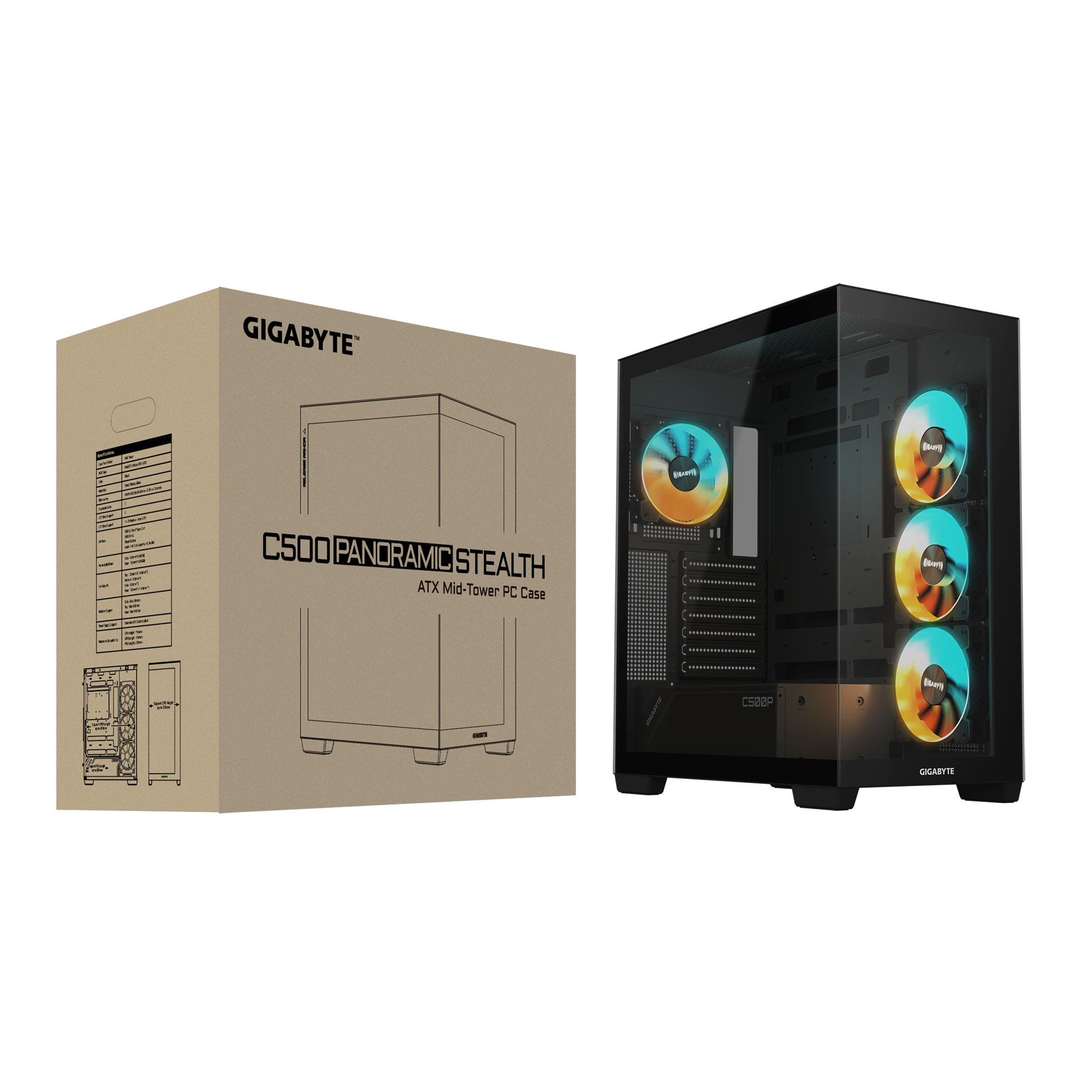 Gigabyte C500 PANORAMIC STEALTH Mid Tower Chassis (GB-C500P ST) | QdL Technologies Gigabyte C500 PANORAMIC STEALTH Mid Tower Chassis 07